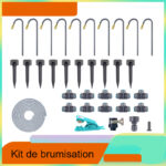Photo représentant les accessoires du kit de brumisation avec 10 buses en laiton le tout sur fond blanc