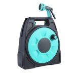 Enrouleur de tuyau d'arrosage portable avec jet haute pression bleu