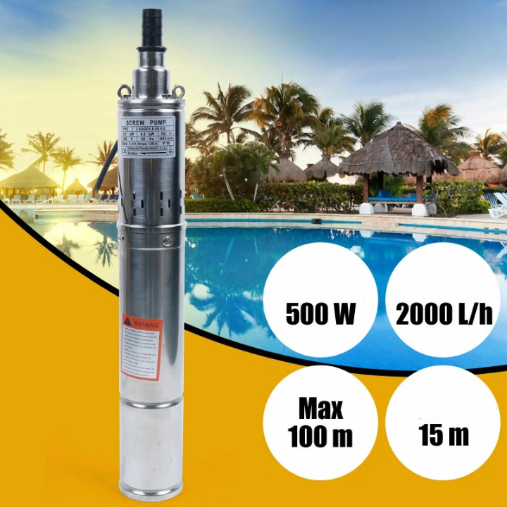 Pompe d'arrosage puissante de puits profond en acier inoxydable, pompe à vis de jardin, 3.5 L