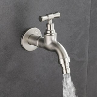 Robinet de jardin en acier inoxydable brossé mural