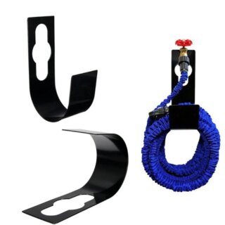 Support noir d'un tuyau d'arrosage bleu et 2 autres supports